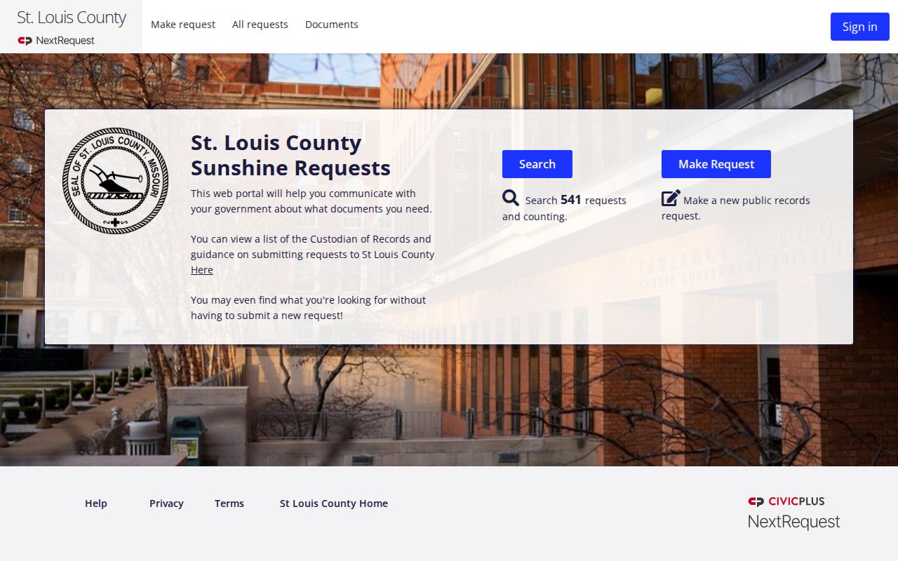 St. Louis residents directory public records request portal