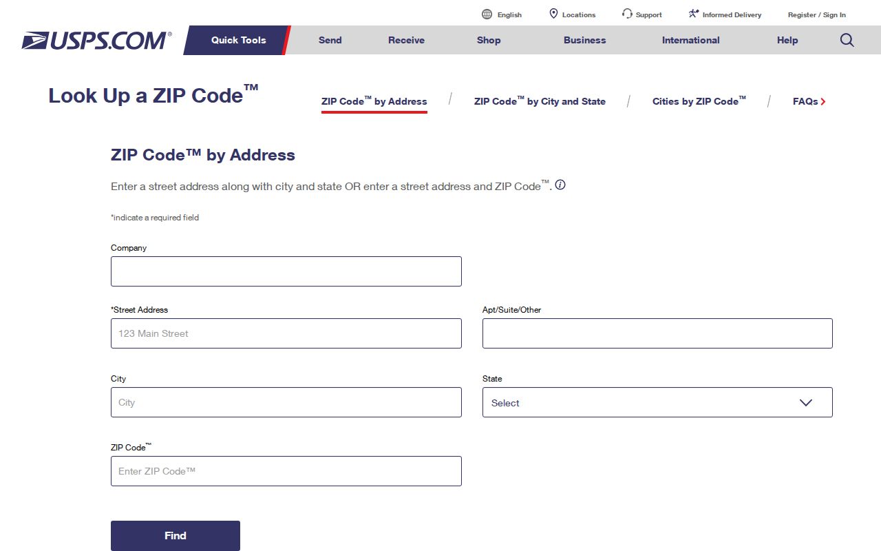 St. Louis ZIP code directory USPS address lookup form